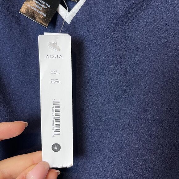 Aqua Dress Womens Small Navy White Fit & Flare Skater Sleeveless Bloomingdales - Picture 3 of 6